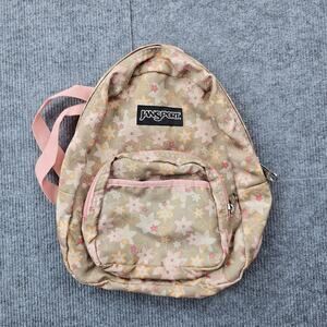 Vintage JanSport Mini Backpack Floral Tan Pink Small Daypack School Travel Y2K
